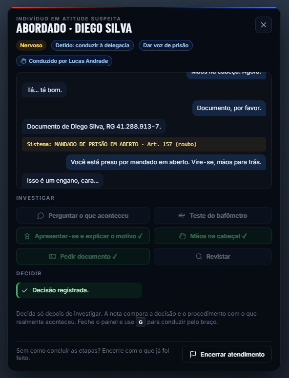 Detido sendo conduzido pelo braço