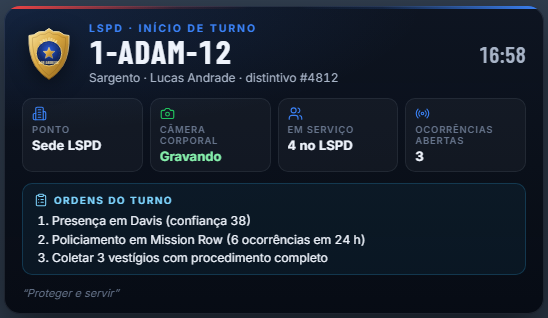 Cartão de início de turno